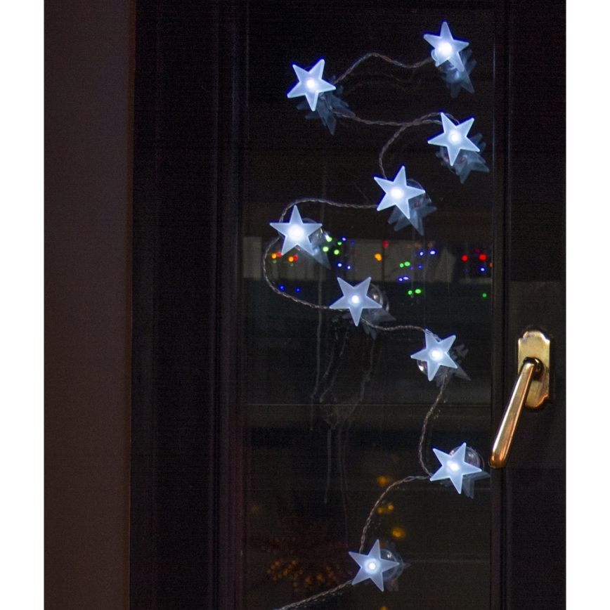 LED dekoratyvinė girlianda su siurbtukais 10xLED/2xAA 1,8m šaltai balta