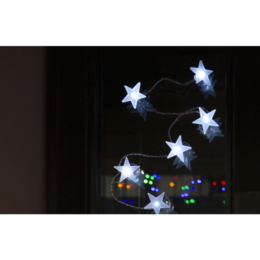 LED dekoratyvinė girlianda su siurbtukais 10xLED/2xAA 1,8m šaltai balta