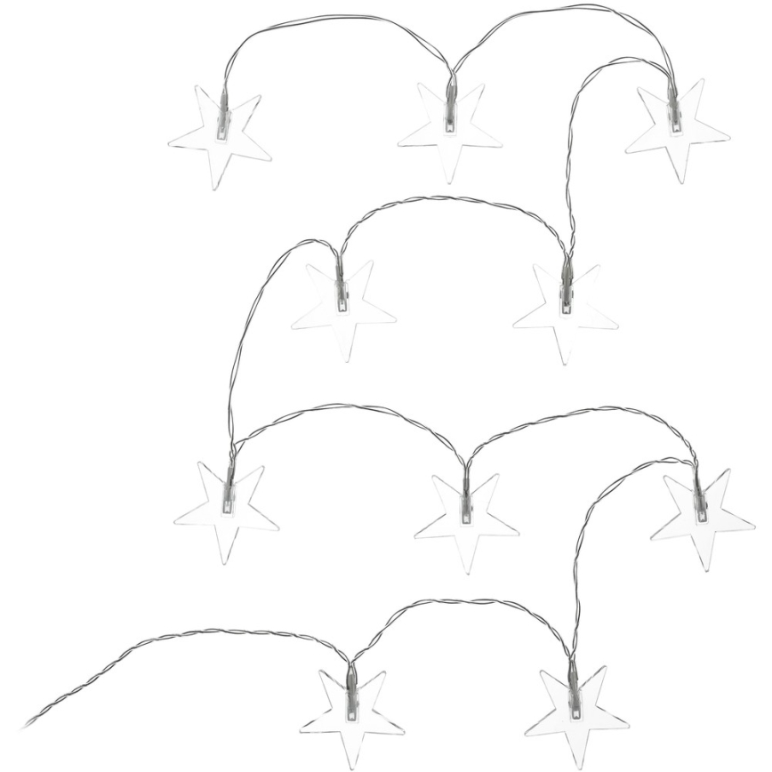 LED dekoratyvinė girlianda 10xLED/2xAA 1,8m šaltai balta