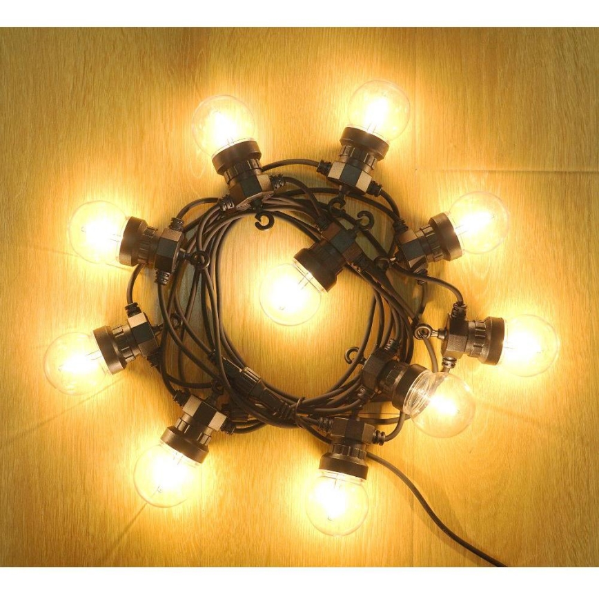 LED Dekoratyvinė lauko girlianda GIRLIANDA G45 10xE27/230V 8m IP44 šilta balta