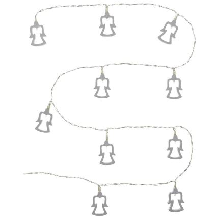 LED girlianda 10xLED/2xAA 1,8m šiltai balta