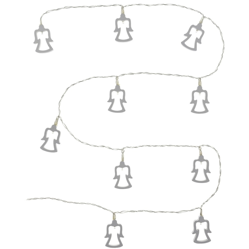 LED girlianda 10xLED/2xAA 1,8m šiltai balta