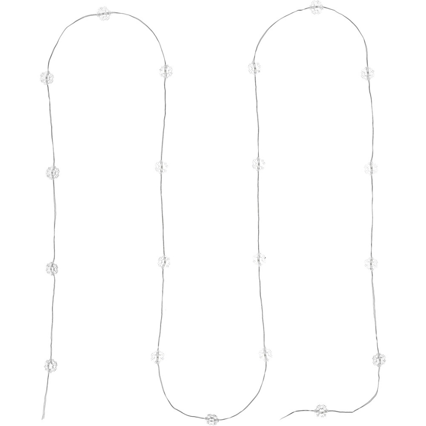 LED girlianda 20xLED/2xAA 2,3m šaltai balta