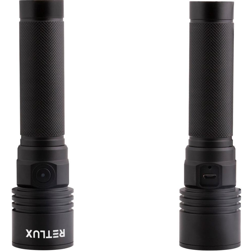 Įkraunamas aliumininis LED žibintuvėlis, 3 W, 2000 mAh, IPX4, juodas