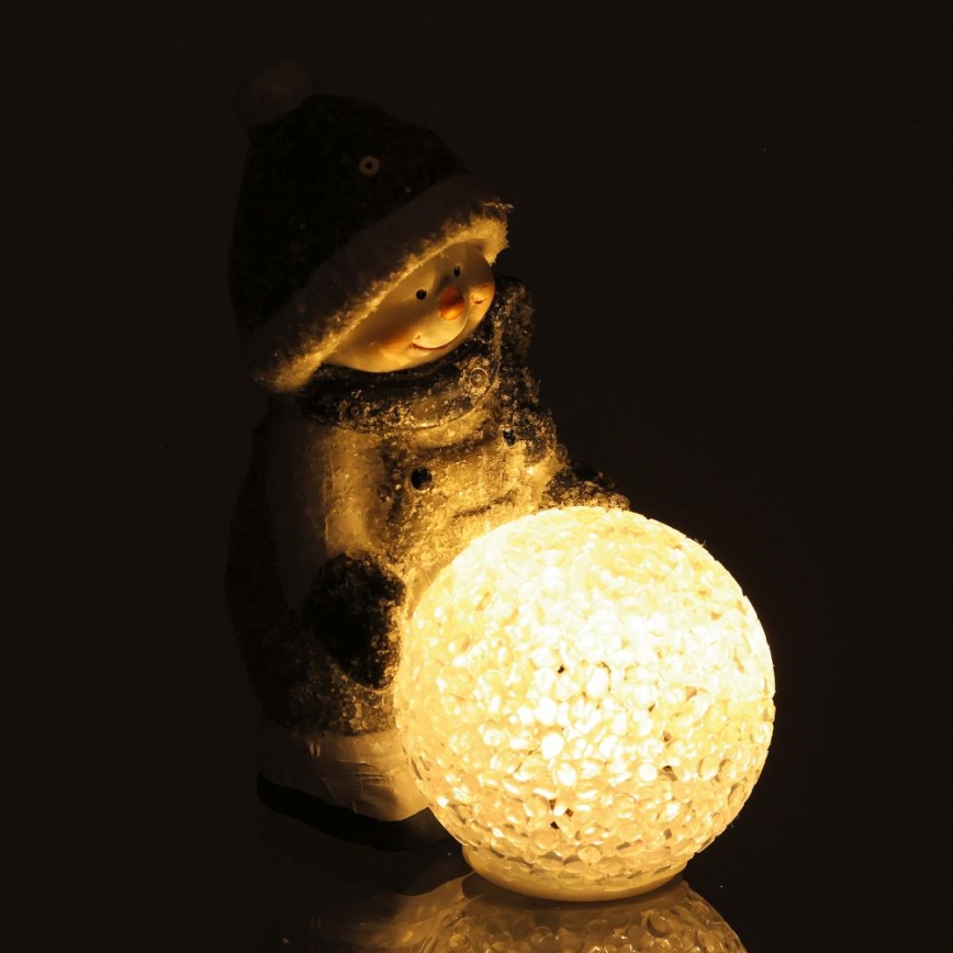 LED Kalėdinė dekoracija LED/2xLR44/šilta balta Sniego senis su sniego gniūžte