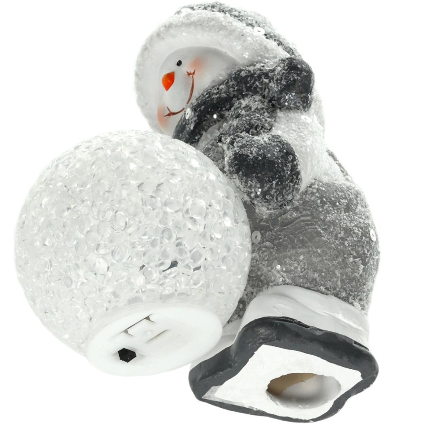 LED Kalėdinė dekoracija LED/2xLR44/šilta balta Sniego senis su sniego gniūžte