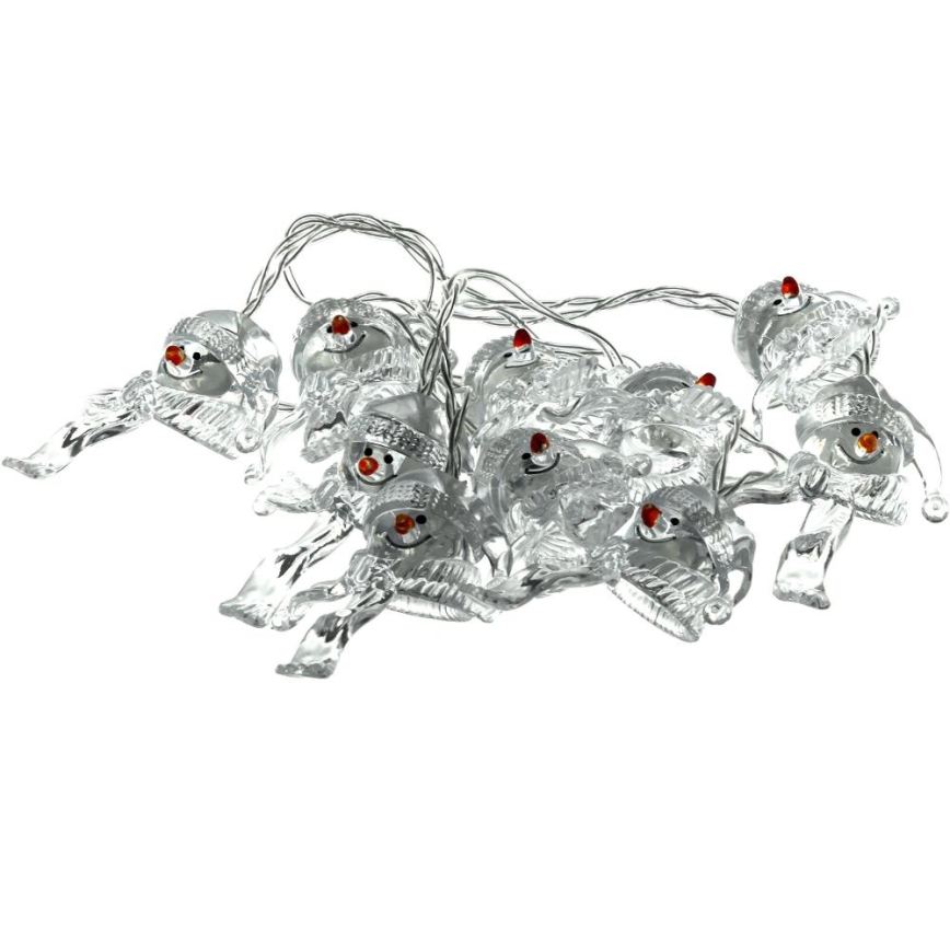 LED Kalėdinė girlianda 10xLED/2xAA/šilta balta 1,65m sniego senis