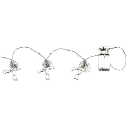 LED Kalėdinė girlianda 10xLED/2xAA/šilta balta 1,65m sniego senis