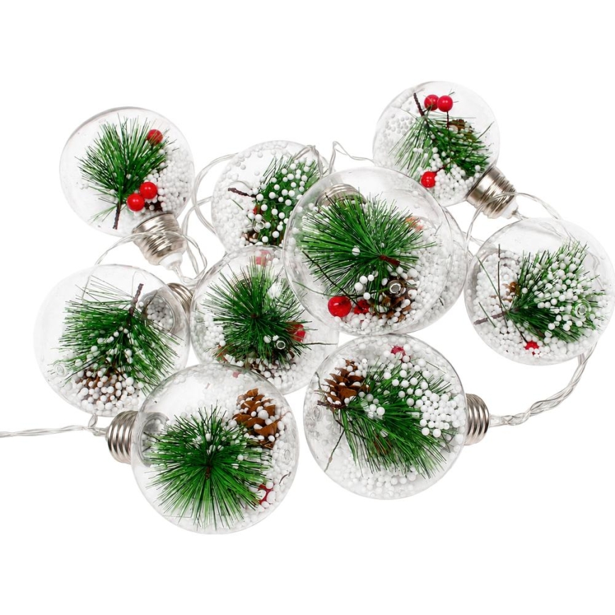 LED kalėdinė girlianda 10xLED/3xAAA/šiltai balta 2,1m rutuliai