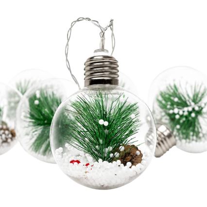 LED kalėdinė girlianda 10xLED/3xAAA/šiltai balta 2,1m rutuliai