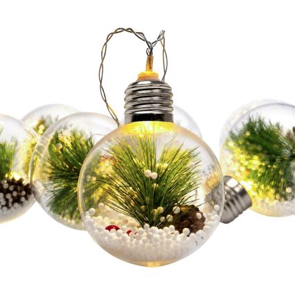 LED kalėdinė girlianda 10xLED/3xAAA/šiltai balta 2,1m rutuliai