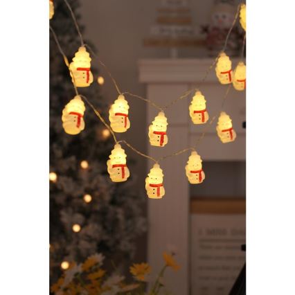 LED Kalėdinė girlianda 20xLED/3xAA/šilta balta 3,3m sniego senis