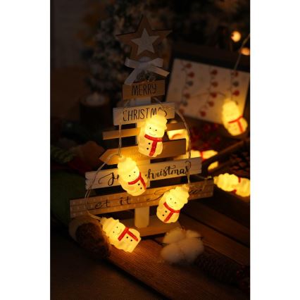 LED Kalėdinė girlianda 20xLED/3xAA/šilta balta 3,3m sniego senis