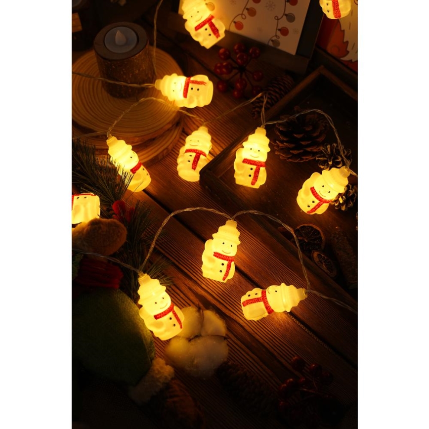 LED Kalėdinė girlianda 20xLED/3xAA/šilta balta 3,3m sniego senis