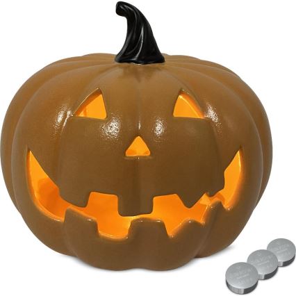 LED Keraminis moliūgas HALLOWEEN LED/3xLR44/šilta balta