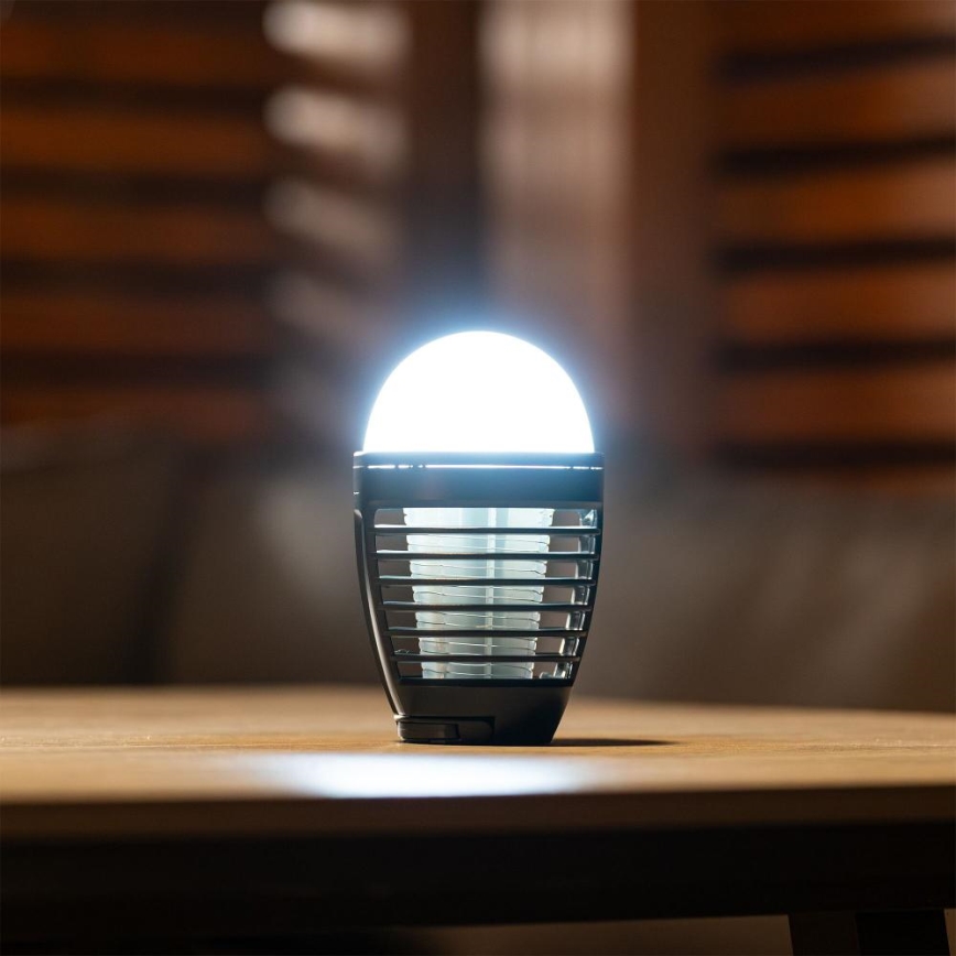 Retlux - LED nešiojama įkraunama lempa su vabzdžių gaudykle LED/5W/1800 mAh IP44 juoda