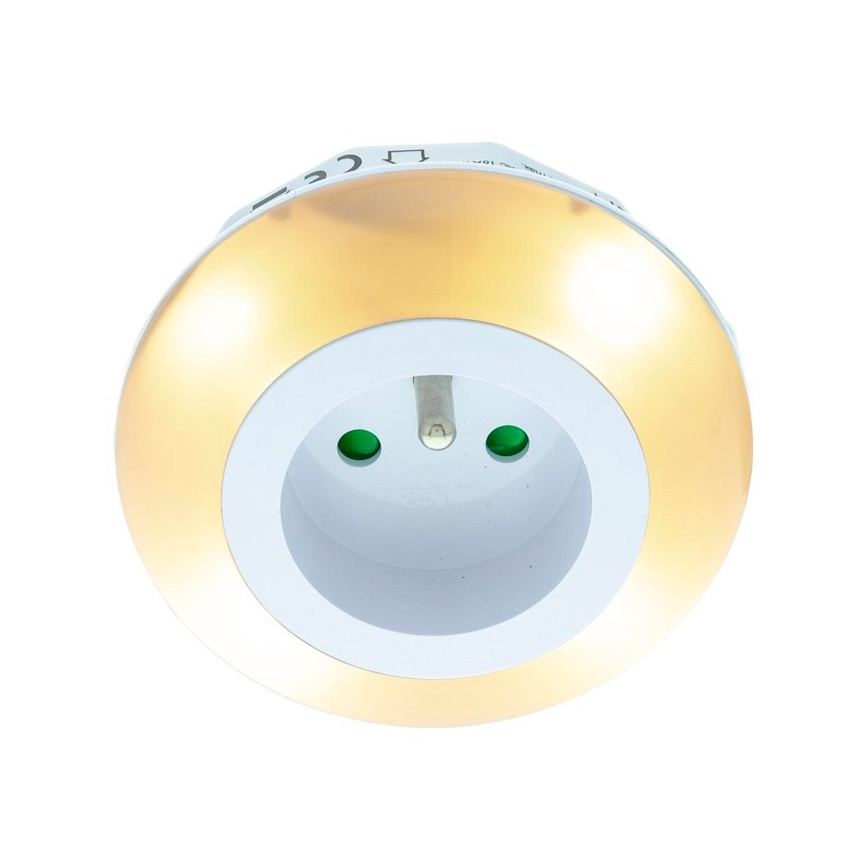 LED Orientacinis šviestuvas su prieblandos jutikliu ir lizdu LED/0,6W/230V