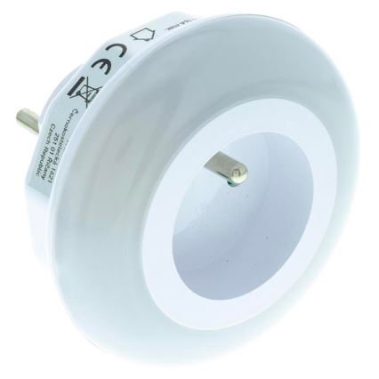 LED Orientacinis šviestuvas su prieblandos jutikliu ir lizdu LED/0,6W/230V