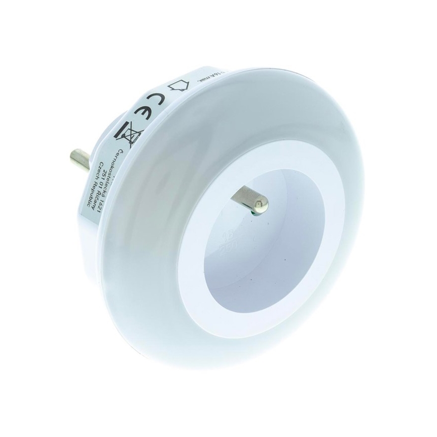 LED Orientacinis šviestuvas su prieblandos jutikliu ir lizdu LED/0,6W/230V