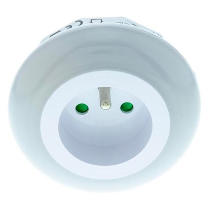 LED Orientacinis šviestuvas su prieblandos jutikliu ir lizdu LED/0,6W/230V