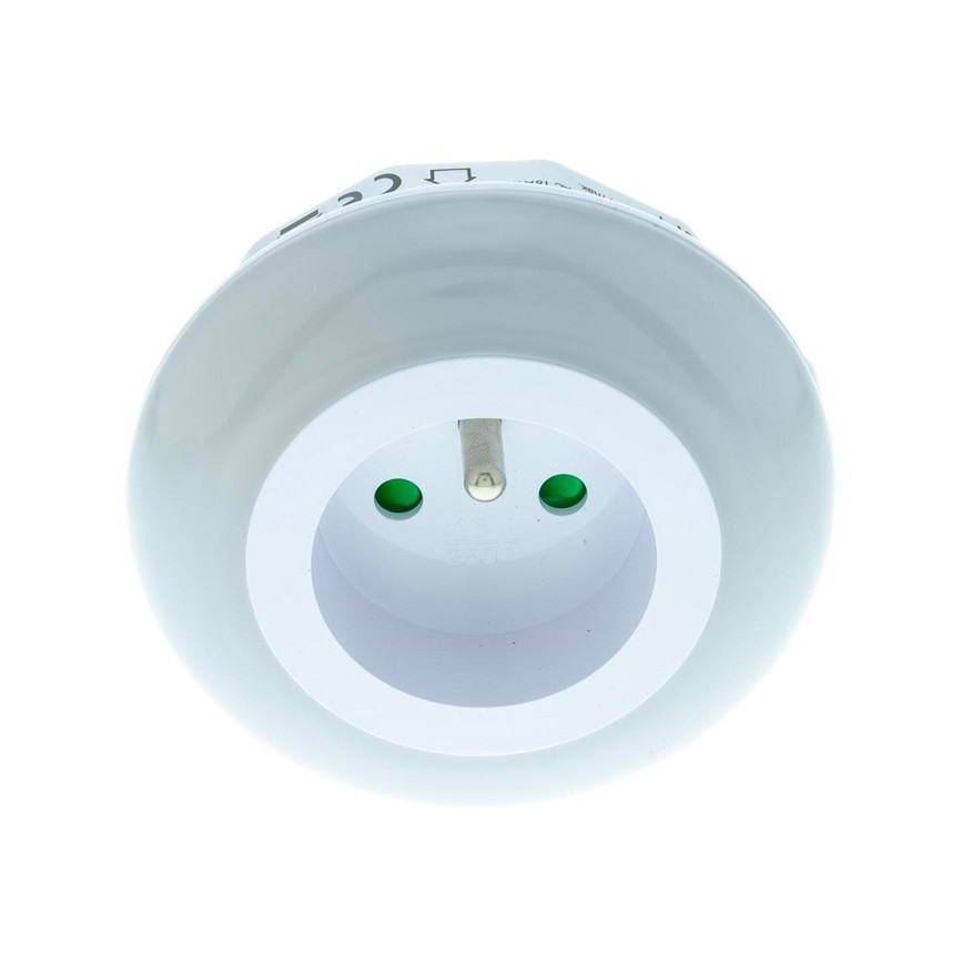 LED Orientacinis šviestuvas su prieblandos jutikliu ir lizdu LED/0,6W/230V