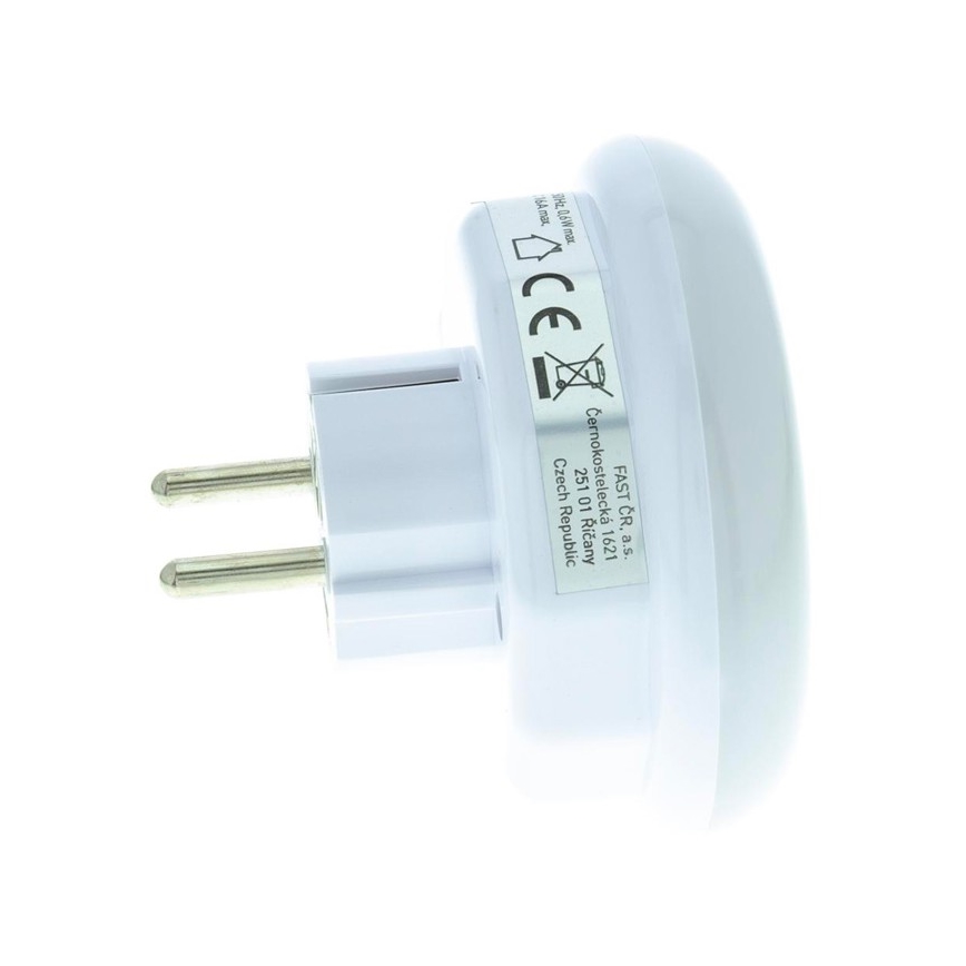 LED Orientacinis šviestuvas su prieblandos jutikliu ir lizdu LED/0,6W/230V