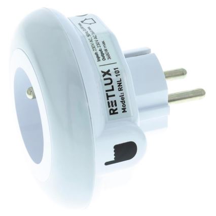 LED Orientacinis šviestuvas su prieblandos jutikliu ir lizdu LED/0,6W/230V
