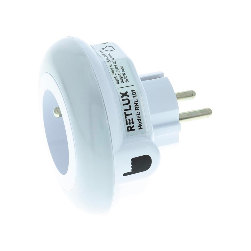 LED Orientacinis šviestuvas su prieblandos jutikliu ir lizdu LED/0,6W/230V