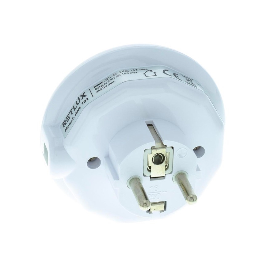 LED Orientacinis šviestuvas su prieblandos jutikliu ir lizdu LED/0,6W/230V