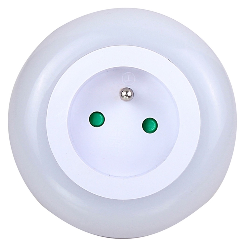 LED Orientacinis šviestuvas su prieblandos jutikliu ir lizdu LED/0,6W/230V