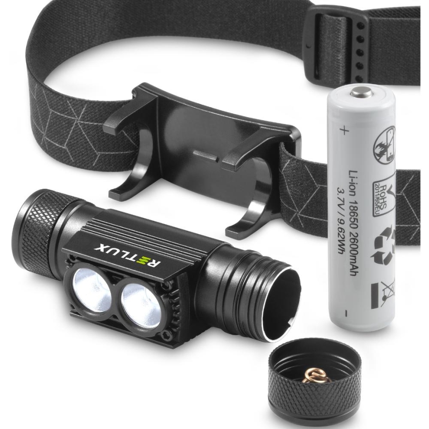 LED Pritemdomas įkraunamas aliuminio priekinis žibintas LED/2600 mAh IP65