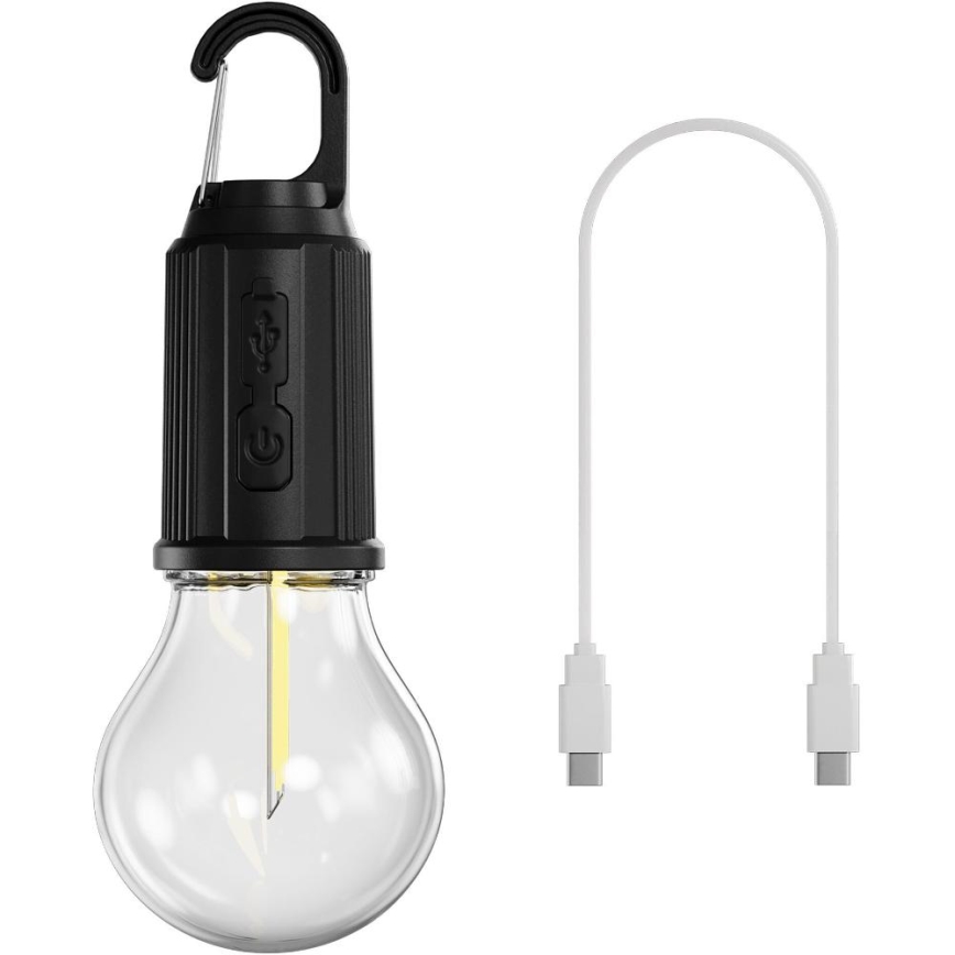 Retlux - LED reguliuojamo ryškumo įkraunamas žibintas LED/0,3W/USB 400 mAh IP44 juodas