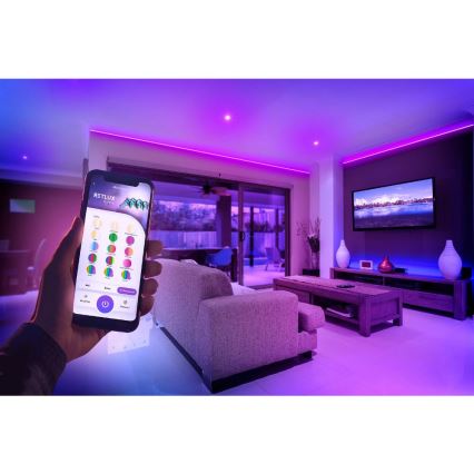LED RGBW Išmanus šviesos reguliavimas juostelė 5m LED/230V 2700-6500K Wi-Fi Tuya + nuotolinio valdymo pultas
