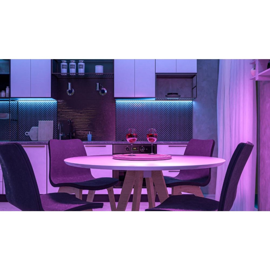 LED RGBW Išmanus šviesos reguliavimas juostelė 5m LED/230V 2700-6500K Wi-Fi Tuya + nuotolinio valdymo pultas