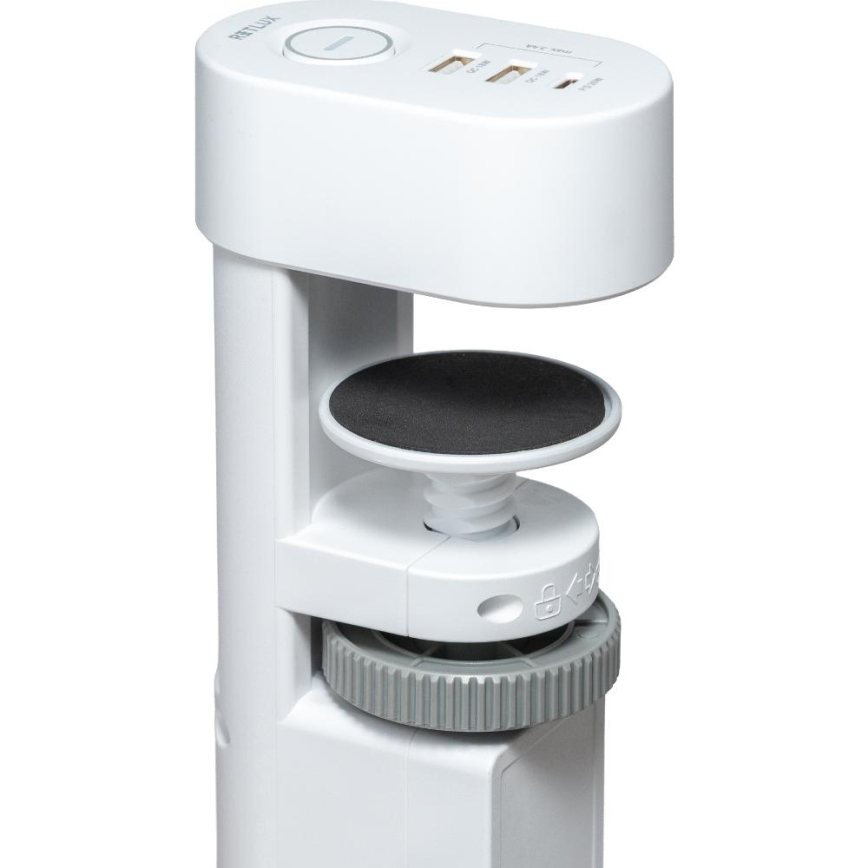 Prailginimo laidas su tvirtinimu prie stalo, 3 lizdų, Tipas E, 2x USB-A + 1x USB-C, 1,5 m, balta