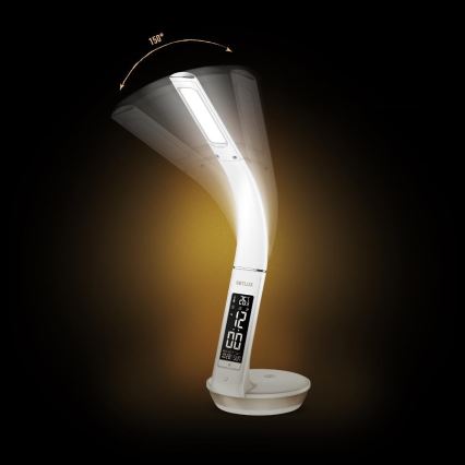 Reguliuojama LED stalinė lempa su belaidžiu įkrovimu Qi 5W ir ekranas LED/6W/230V 3000/4000/6000K balta