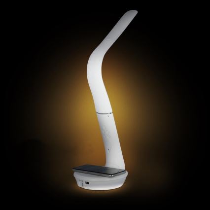 Reguliuojama LED stalinė lempa su belaidžiu įkrovimu Qi 5W ir ekranas LED/6W/230V 3000/4000/6000K balta