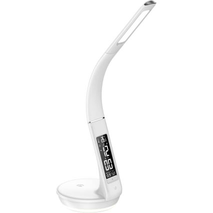Reguliuojama LED stalinė lempa su belaidžiu įkrovimu Qi 5W ir ekranas LED/6W/230V 3000/4000/6000K balta