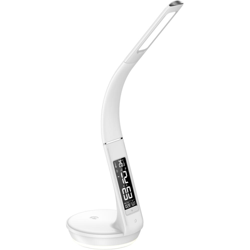 Reguliuojama LED stalinė lempa su belaidžiu įkrovimu Qi 5W ir ekranas LED/6W/230V 3000/4000/6000K balta