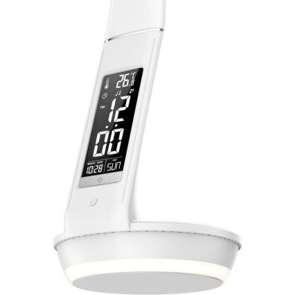 Reguliuojama LED stalinė lempa su belaidžiu įkrovimu Qi 5W ir ekranas LED/6W/230V 3000/4000/6000K balta