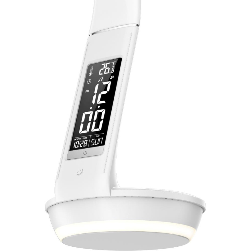 Reguliuojama LED stalinė lempa su belaidžiu įkrovimu Qi 5W ir ekranas LED/6W/230V 3000/4000/6000K balta