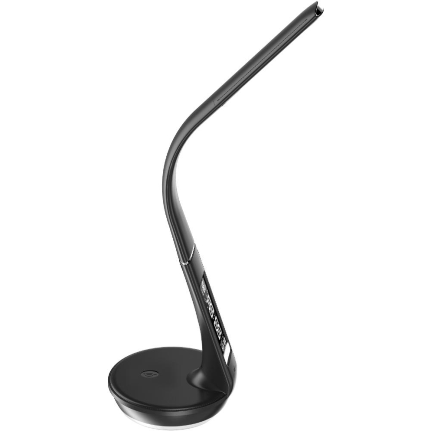 Reguliuojama LED stalinė lempa su belaidžiu įkrovimu Qi 5W ir ekranas LED/6W/230V 3000/4000/6000K juoda