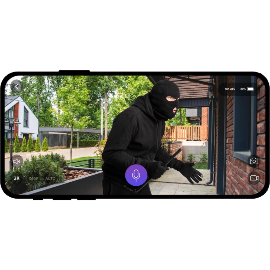 Video durų skambutis su judesio jutikliu 5MPx 1440p 5200 mAh Wi-Fi IP65 antracitas