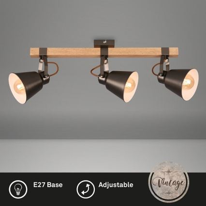 RETRO taškinis šviestuvas 3xE27/40W/230V, rudos spalvos