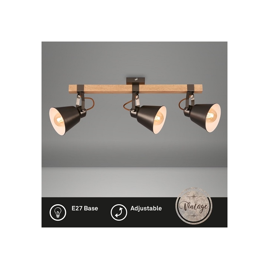 RETRO taškinis šviestuvas 3xE27/40W/230V, rudos spalvos