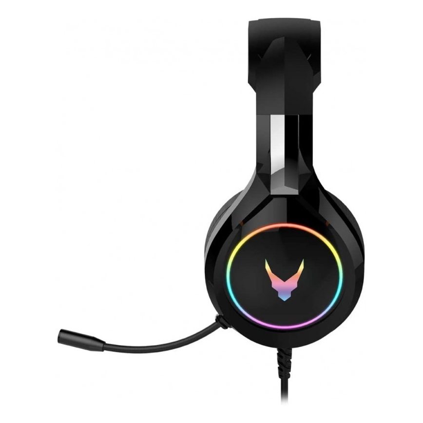 RGB ausinės su mikrofonu juodos