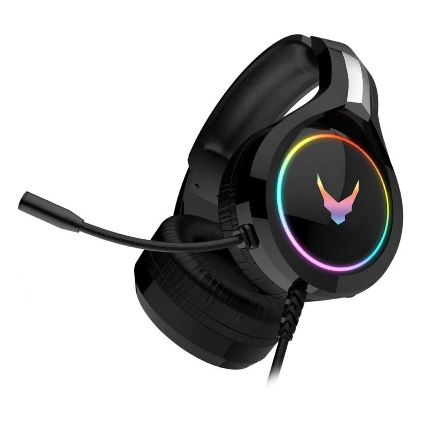 RGB ausinės su mikrofonu juodos