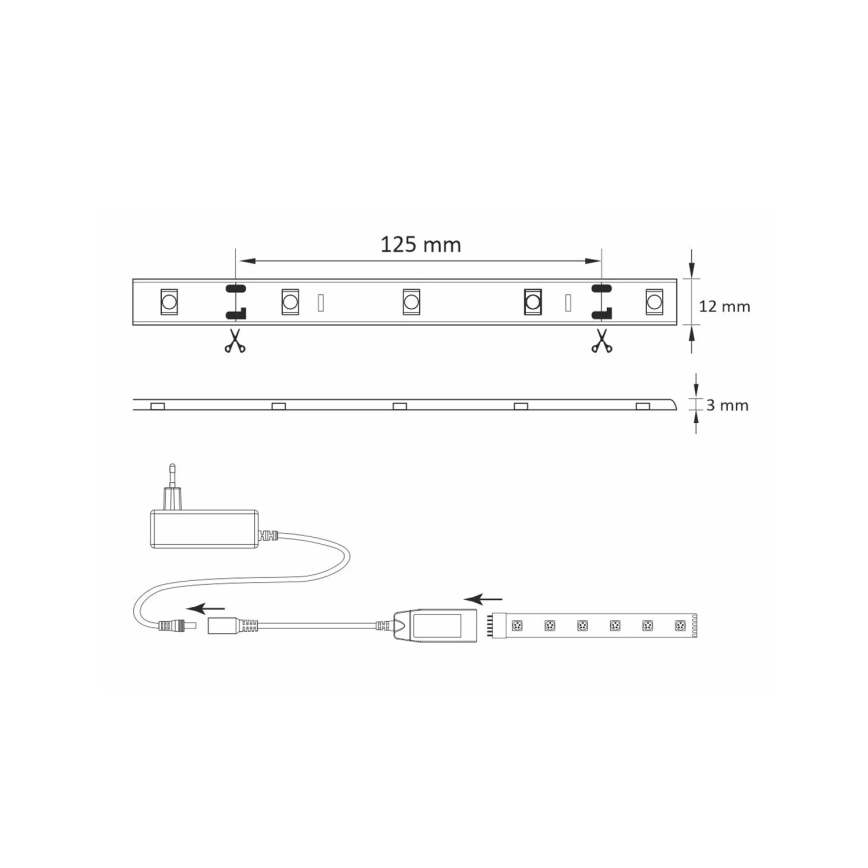 RGB Pritemdoma lauko LED juosta su Wi-fi LED/8W IP65 2 m Tuya
