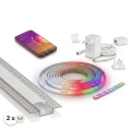 Rinkinys 1x dimeriuojama RGBW LED juosta Philips Hue WHITE AND COLOR AMBIANCE LED/20W/230V 2 m + 2x 1 m įleidžiamas profilis sidabrinė/balta