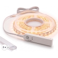 Rinkinys: 1x FLEX LED juosta su judesio jutikliu, LED/3,6W/4xAA, 2 m + 2x įleidžiamas profilis 1 m, sidabrinė/balta